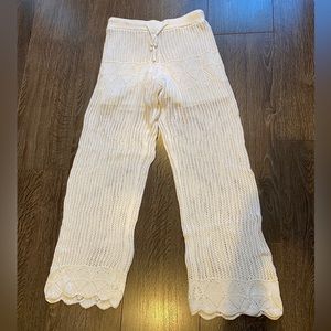 White Crochet Straight Leg Pants XS
